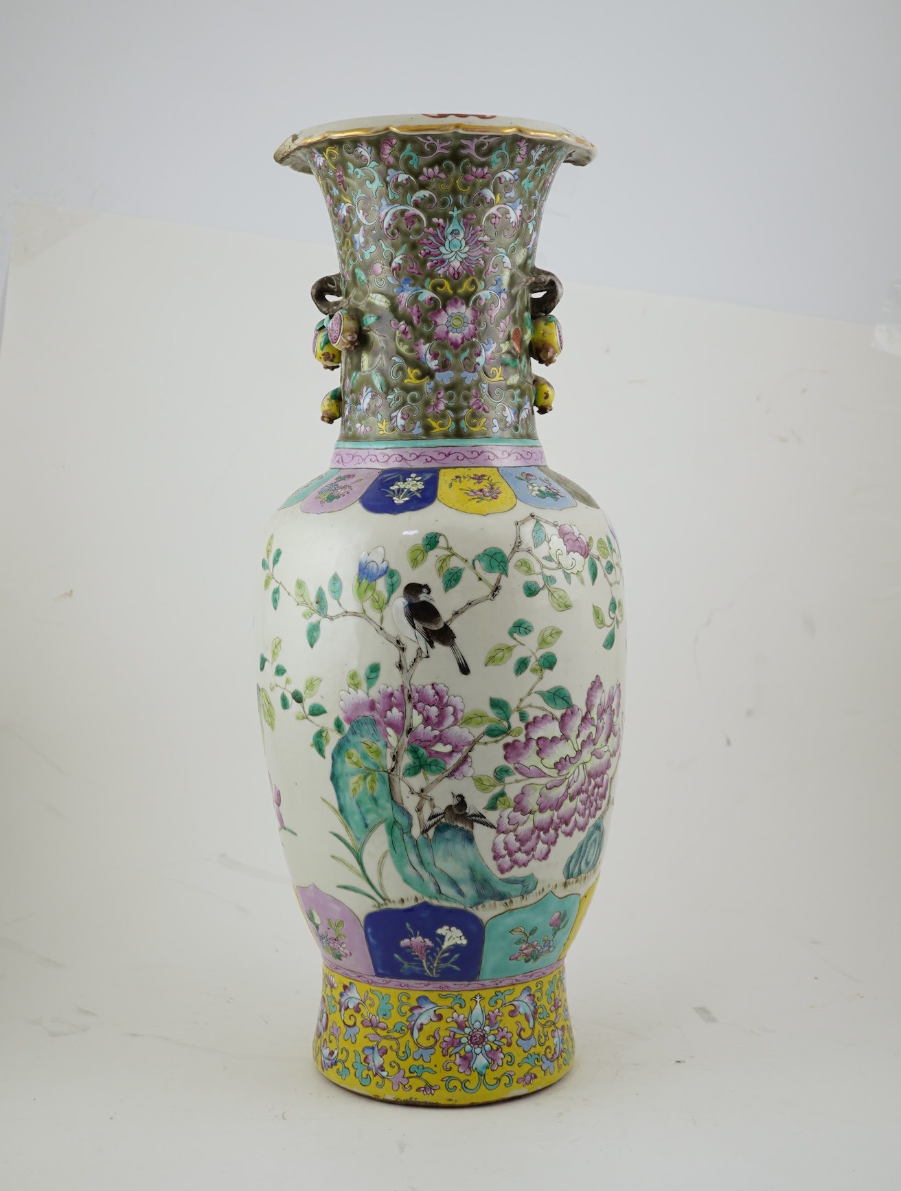 A large Chinese famille rose two-handled vase, mid 19th century